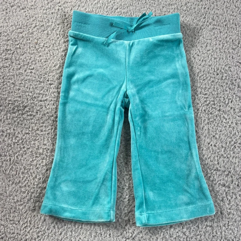 Ralph‎ Lauren Tracksuit Girls 12M Turquoise Velour Hoodie and Pants Set Vintage